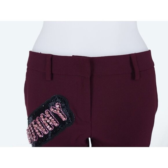 Philipp Plein Couture Crystal Embellished 'Bunny' Trousers Size 40 M Wine - Picture 3 of 13